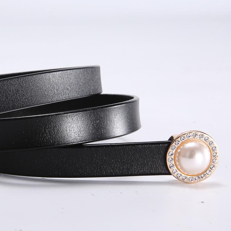 Product Category Womens Genuine Leather Belt With Pearl Decor For Casual Fashion And Elegant Styling