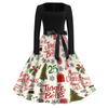 Women's Casual Vintage Dress with Square Neck and Christmas Print for Holiday Party