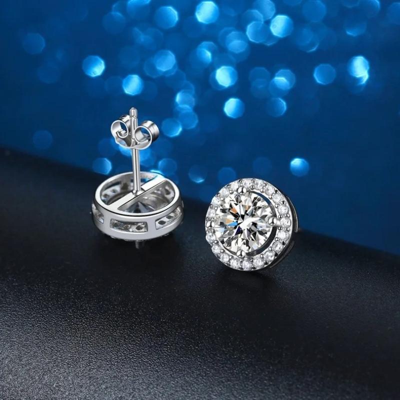 100% 925 Sterling Silver 1CT D Color  Real Moissanite Studs Earrings Pass Diamond Tester  Bride Party Wedding Gemstone Earrings