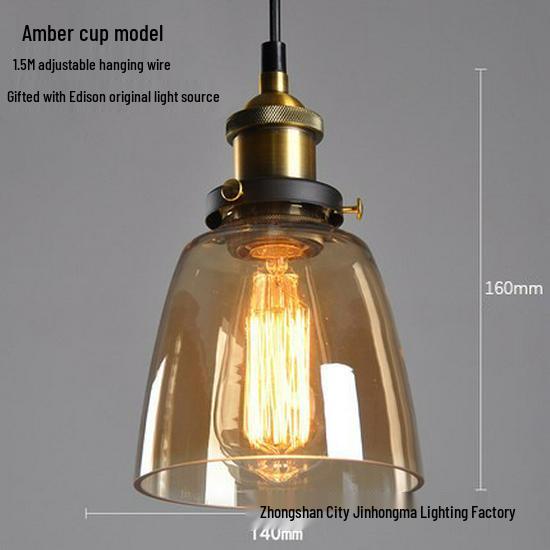 Nordic Retro Glass Pendant Light for Kitchen, Bar, Living Room, or Coffee Shop.