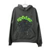 Felpa Sp5der Oversize Spessa in Pile con Stampa a Foglia Ragnatela Design Uomo Inverno Casual