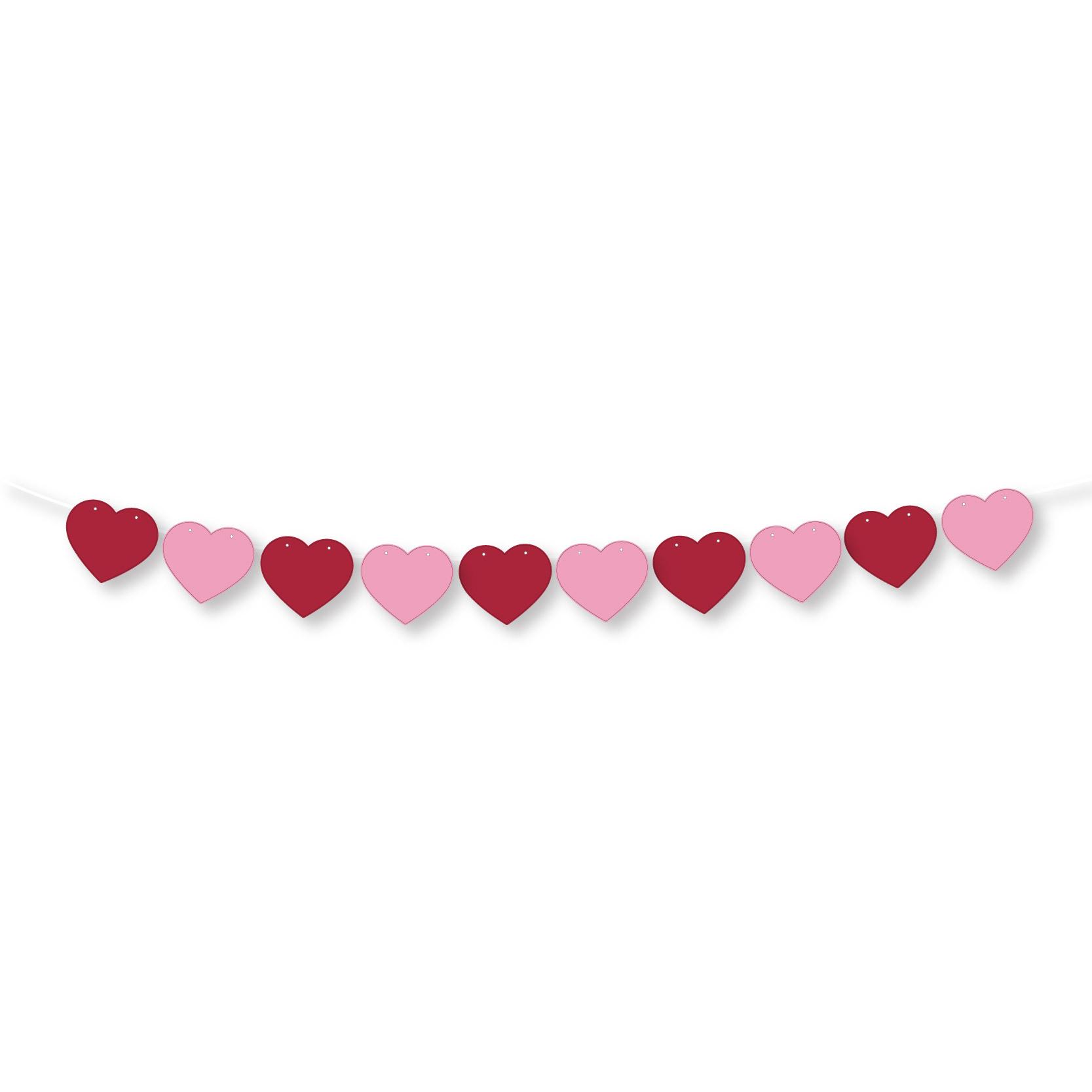 Valentine s Day Pink Heart Banner with Flower Décor