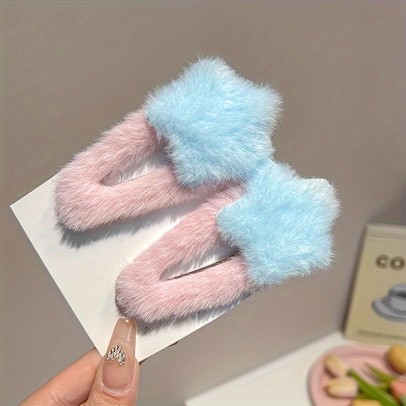 

Plush Star Decor Hair Clips Autumn And Winter Hair Accessories Gift for Eid, Ramadan 2PCS
