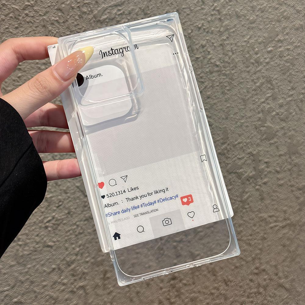 New Model Suitable for Apple 16promax Creative Square Mobile Phone Case Anti Fall IPhone 15 Transparent 13 Protection Case