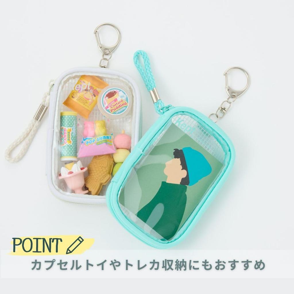 Raymay Fujii Kept KP1435B Mini Pouch Acrylic Stand Case Black Clear Pockets Keychain PVC Polyester W85 X H125 D20mm Storage