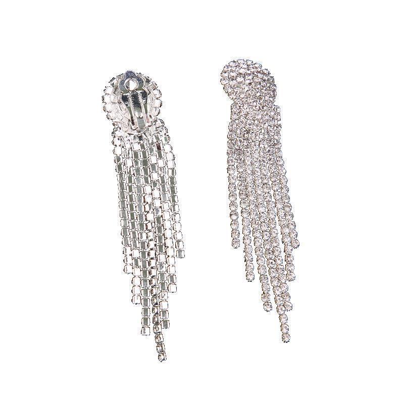 Korean Chic Long Tassel Rhinestone Earrings: Stylish European  American-Inspired Ear Drops/Studs
