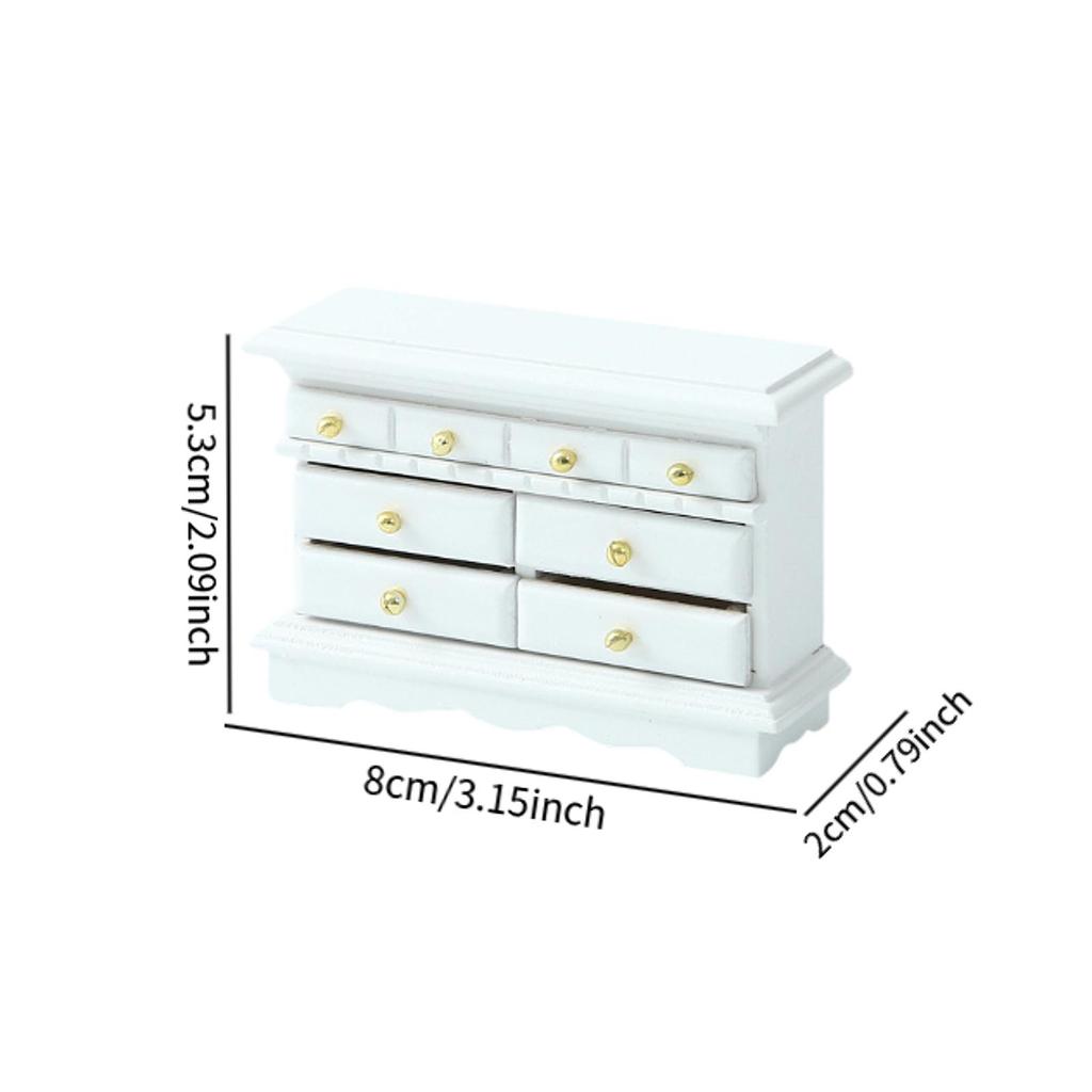 1/12 Dollhouse Wooden Miniature Bedroom Bedside Table Storage Drawer Cabinet Model Doll House Bedroom Decor House Ornament