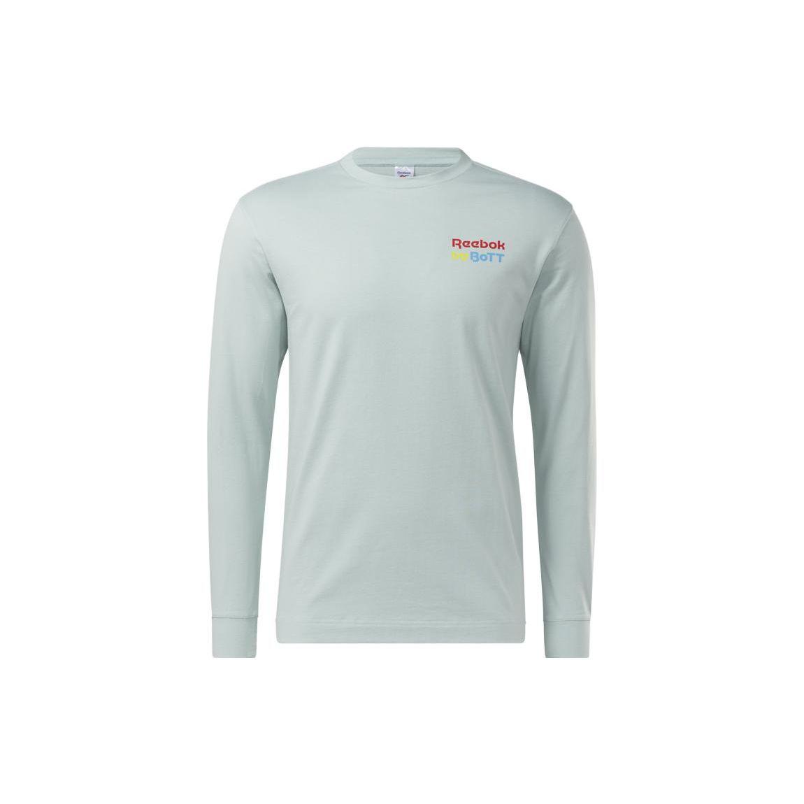 Reebok X Bott Letter Casual Round Neck Long Sleeve T-Shirt Unisex Tops Gray-Green HR3138 S
