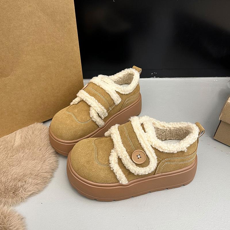 

Thick-soled velvet Birkenstock snow boots women s 2025 autumn and winter new Velcro bread cotton shoes warm fluffy shoes women s shoes 40 верблюд