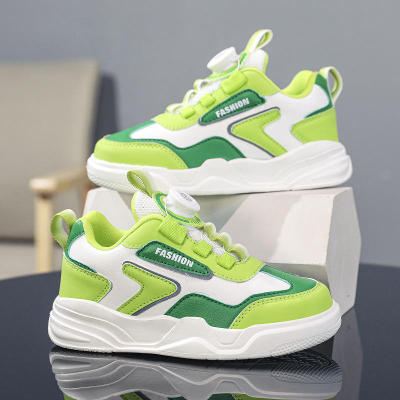 Autumn 2025 boys and students casual shoes girls new middle and large children's board shoes sports shoes board shoes leather surface rotating buckle
