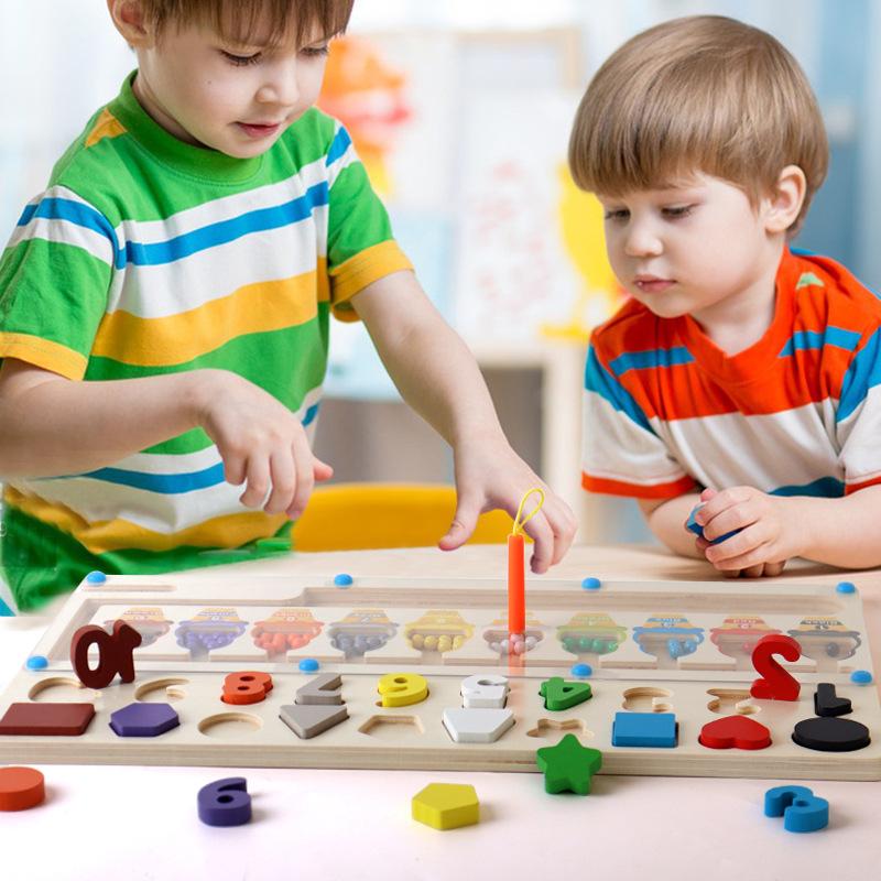 Деревянная форма цифровая парная головоломка-лабиринт магнитное расположение логарифмическая доска-пазл раннее образование цифровая цветная развивающая игрушка