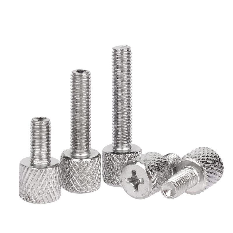 Chrome-Plated Knurled Cross-Head Thumbscrew, Iron Flat Head, M5 Bolt Screw, Large/Small Cap Options
