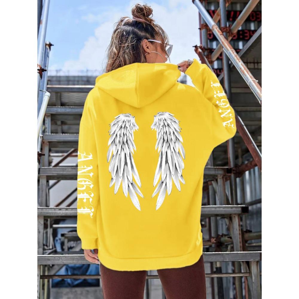 

Модные женские толстовки с 3D-принтом, пуловеры с рисунком крыльев ангела, весенне-осенние, уличные, повседневные, детские толстовки, топ 120