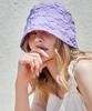 Bajal Embossed Long Label Drop Bucket Hat Purple