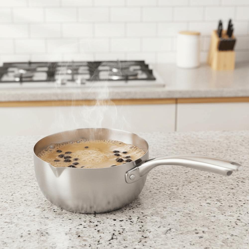 Flat Bottom Stainless Steel Saucepan With Glass Lid Soup Pot Universal Milk Pot Stove