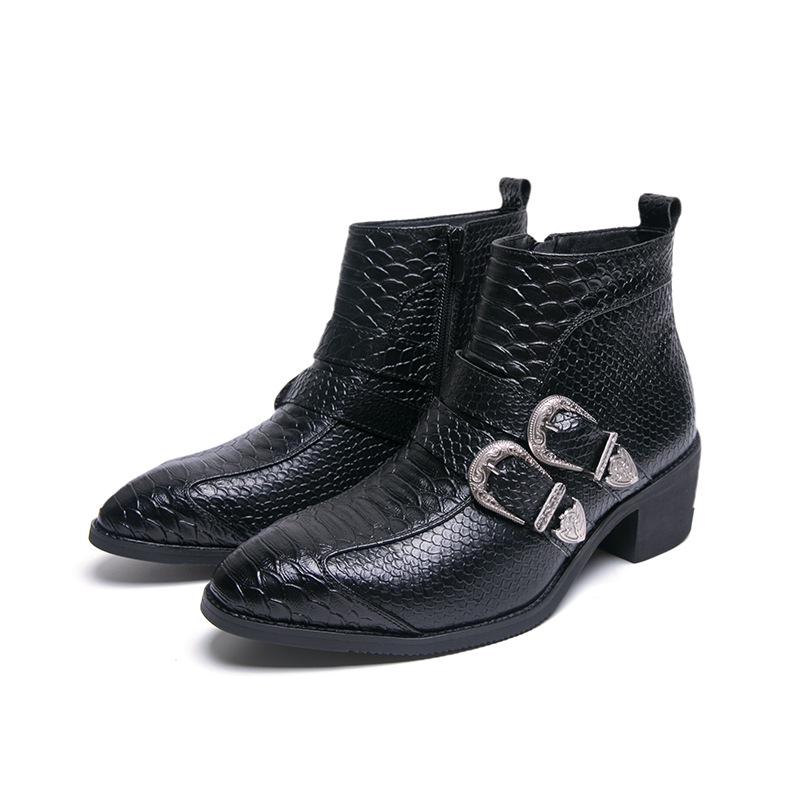 Men s Cross-Border High-Top Martin Boots: Fall/Winter Leather Chelsea Boots in Large Sizes 43 чёрный
