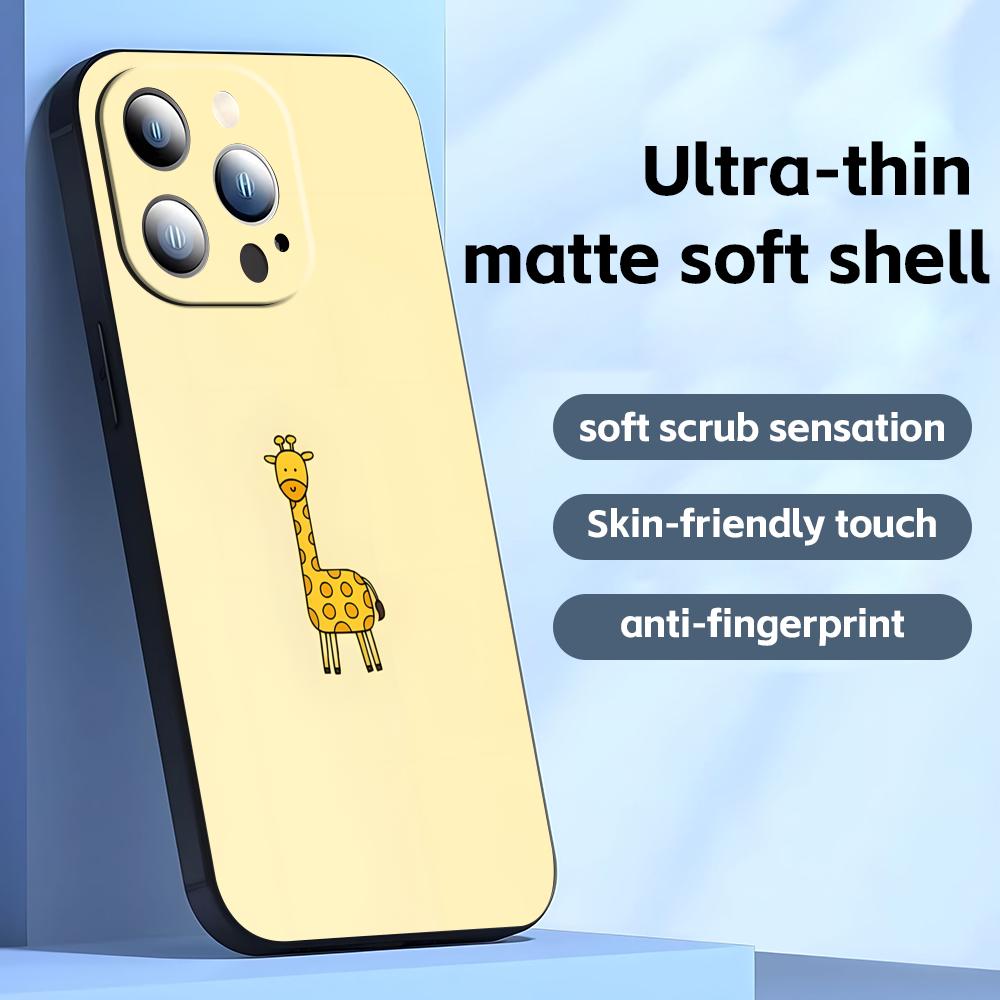 Süßes Giraffen-Handyhülle Für iPhone17 16 16e 15 14 13 12 11 Plus Mini Pro Max Weiche schwarze Stoßfeste Hülle