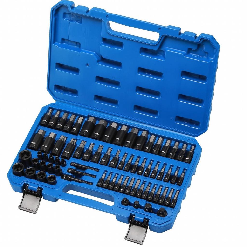71 Pieces Drive Socket and Kit Labeled Portable Tool with Storage