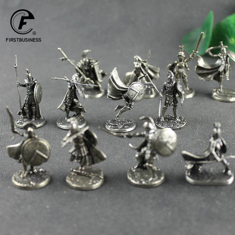 1pcs Ancient Spartan Rome Soliders Figurines Miniatures Vintage Metal Warrior Soldiers Model Statue Desktop Ornament Gifts