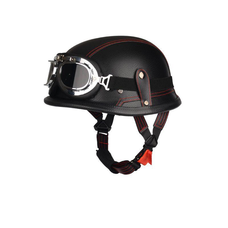 Pedal German Steel Helmet Cruise Retro Half Helmet Harley Men Motorcycle Helmet Motorcycle Floating Helmet Soldier Steel Helmet Leather Helmet
