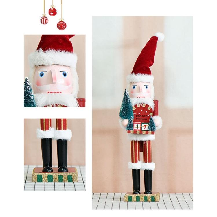 Wood Nutcrackers 38CM Christmas Tree Advents Calendar Hand Painted Seasonal Decoration Ideal For Gifting