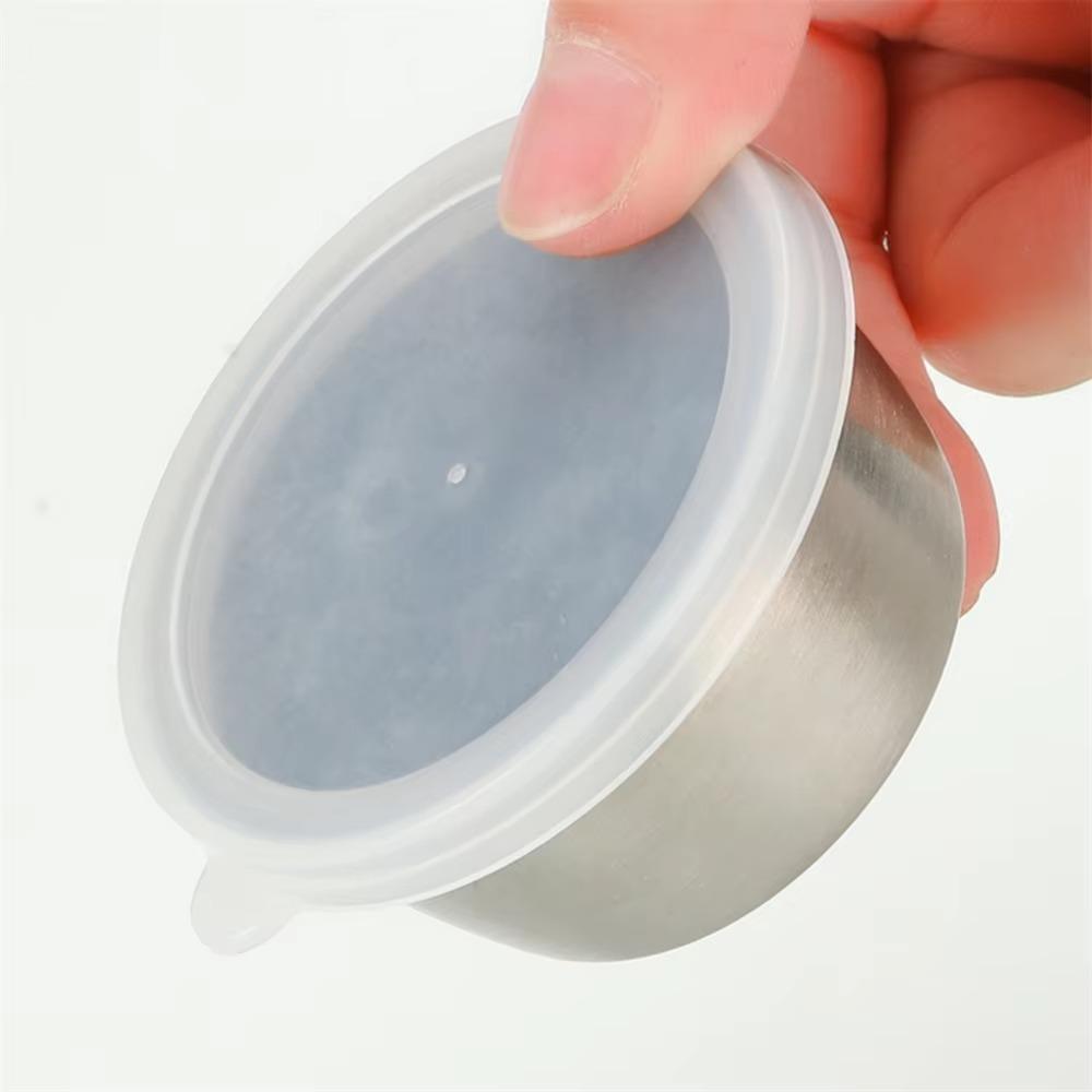 6Pcs with Lid Sauce Cup 304 Stainless Steel Dipping Bowl Salad Dressing Cup  French Fries