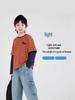 2026 Autumn Striped Color Block Boys' Faux Two-Piece Casual T-shirt