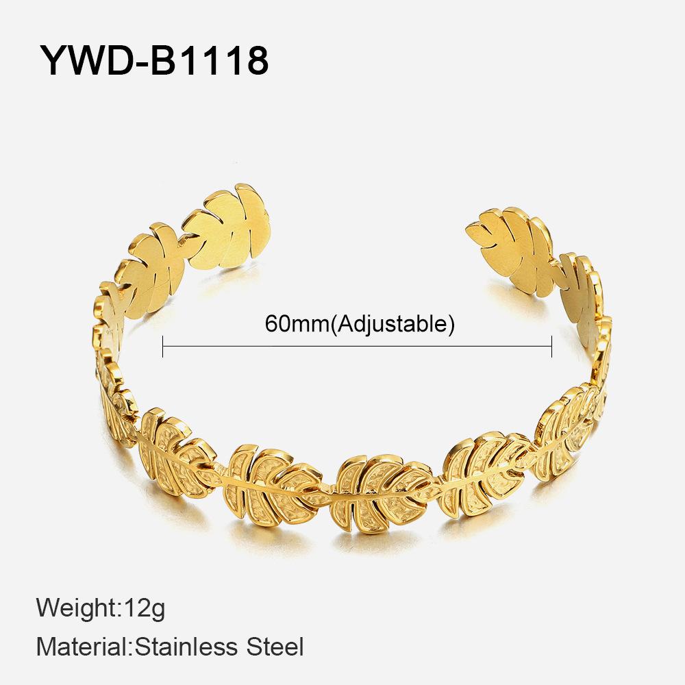 

Европейский и американский ins ветер листья окружают браслет из нержавеющей стали, простой и модный металлический открытый браслет, ювелирные изделия из титановой стали