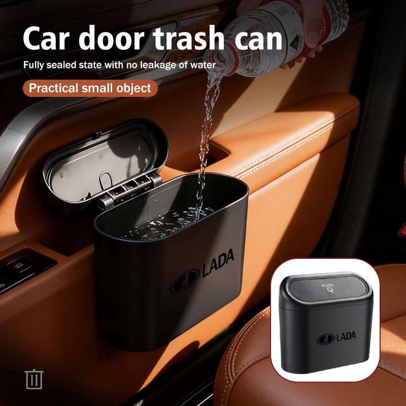 Car Logo Trash Can Hanging Storage Bin Auto Accessories For Lada Niva Priora 4x4 Urban Vesta Granta Riva Samara