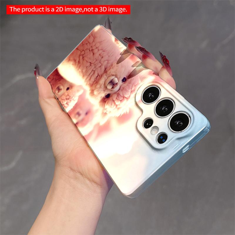 2DFlat Samsung Phone Case Pink Alpaca Family In Dreamy Sky Applicable To Galaxy S22 S23 S24 S25ULTRA S26 A12 A13 A14 A15 A16
