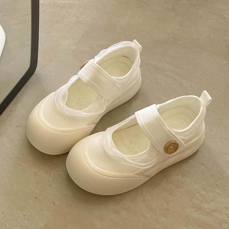 Women S White Lace Velcro Platform Mary Jane Sneakers For Students