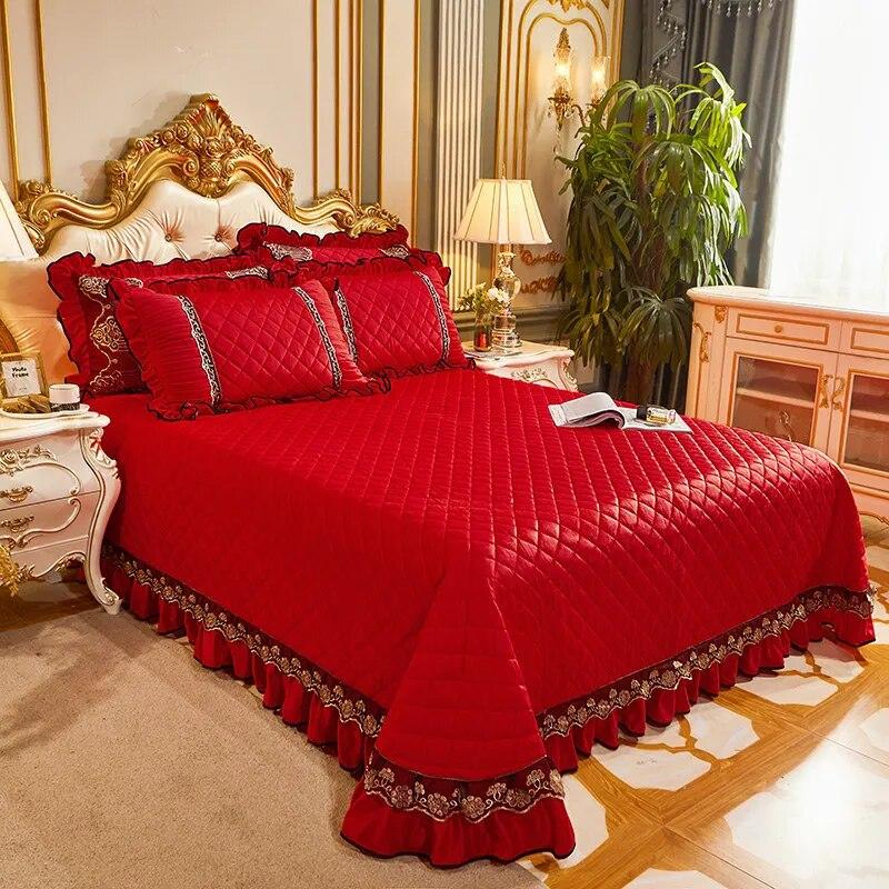 

Европейский кружевной хрустальный бархатный комплект покрывал, мягкий теплый King Qulited, роскошная двуспальная простыня Queen с наволочками, 3 шт. 250x250cm 98x98inch