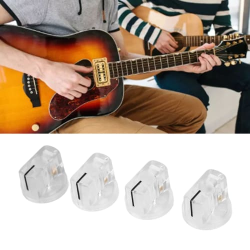 Effector Control Knobs, Guitar Effector Knobs with Slot Design, 4-Piece, High Precision, Transparent