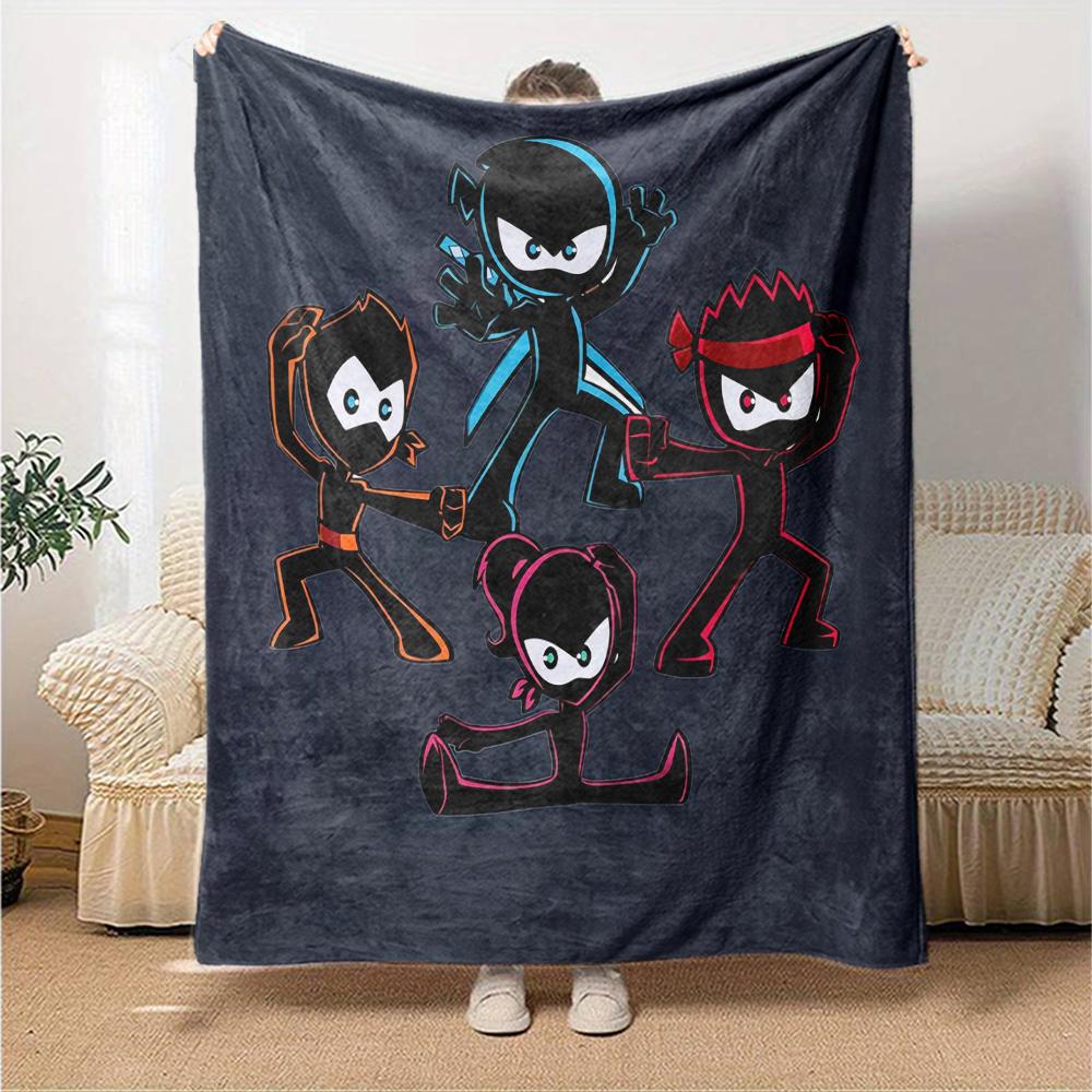 Ninja Kidz Theme Printed Blanket - Perfect for Couch, Bed, Travel & Outdoor Use | Machine Washable, Cozy & Durable.