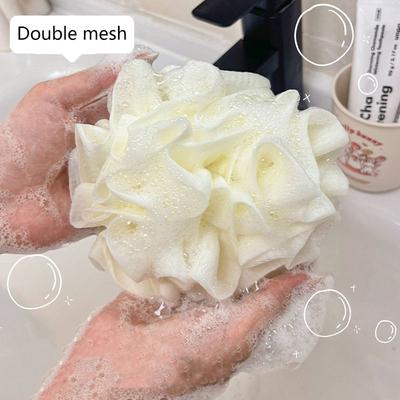 2-In-1 Bath Ball Towel Loofah With Drawstring Closure For Soap Soft Exfoliating Mesh Shower Sponge Skin Care Bathing Tool