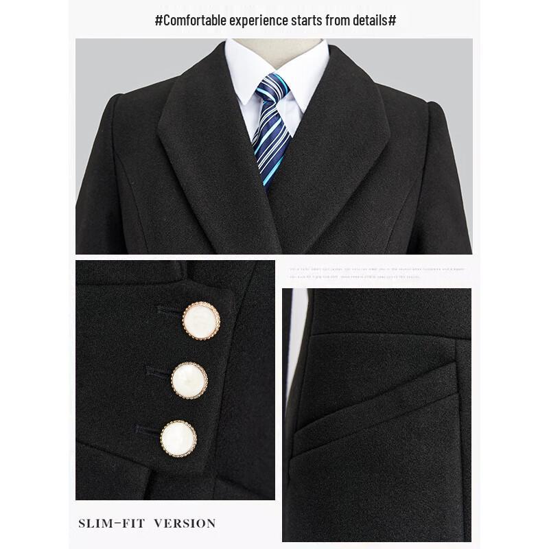 Trojman Women's Black Mid-length Padded Wool Blend Coat