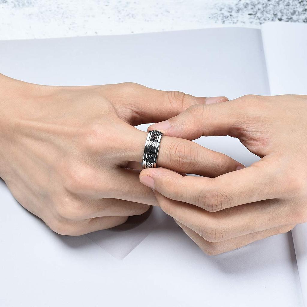 Fashion Men Stainless Steel Anxiety Fidget Spinner Rings Viking Infinity Intertwined Celtic Knot Rings for Men Wedding Jewelry