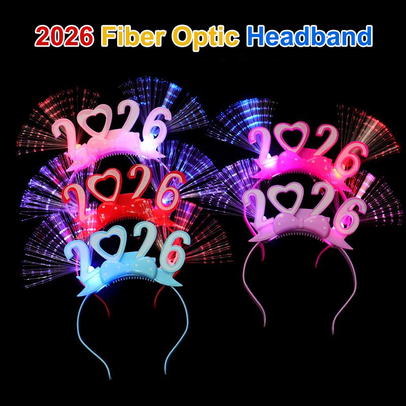 Led Glowing Colorful Headband Festive Party Props 2026 Happy  Year Light Up Headband Party Headdress For Children Adults