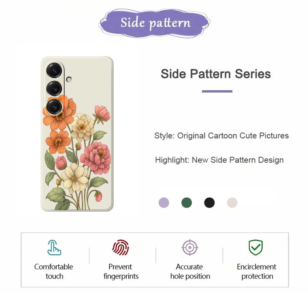For Samsung Galaxy S25 Case Beautiful Flowers Pattern Printing Straight Edge TPU Phone Back Cover