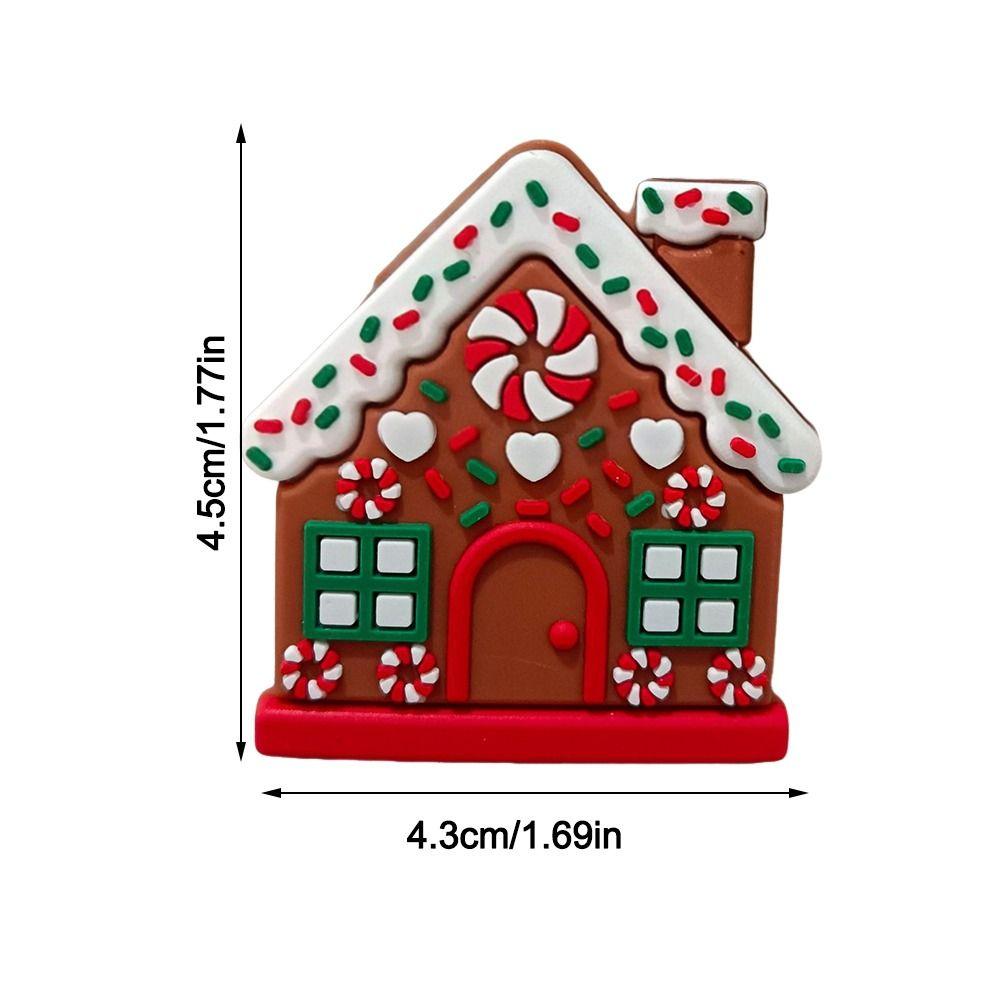 1/2Pcs Christmas Button Covers Gingerbread House Shape Reusable Easy to Install Christmas Knob Covers