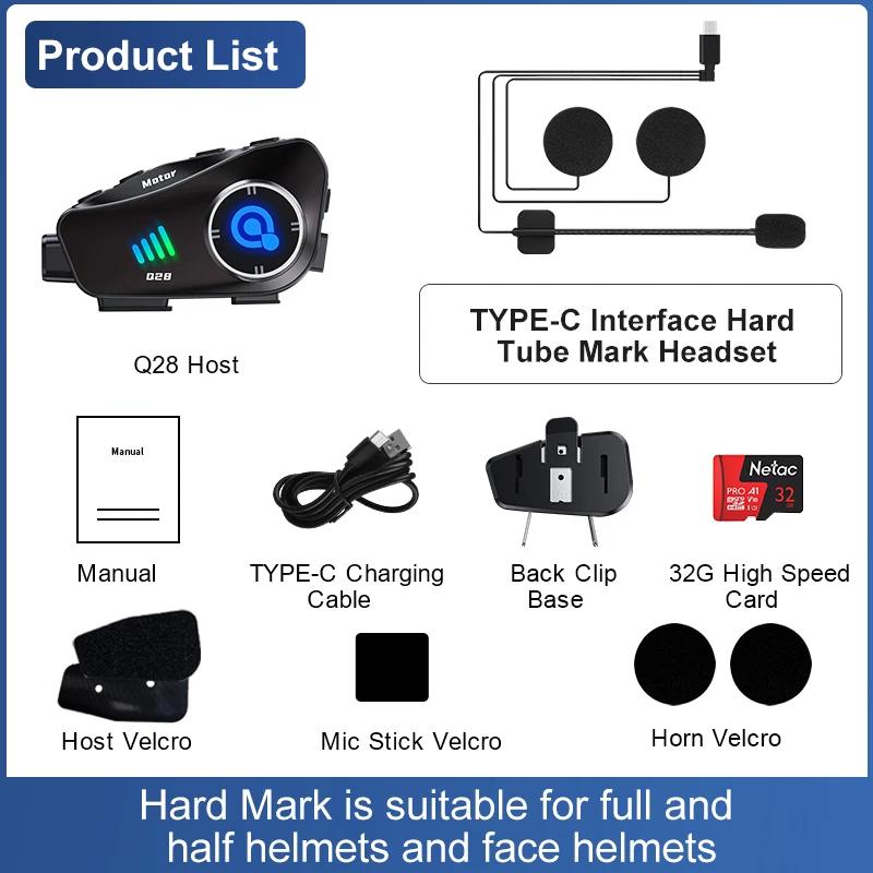 Motorcycle Bluetooth Helmet Headset Bt5.3 with Hd Driving Recorder Wireless Camera 1080P Hard Disk Video Recorder Call Headset