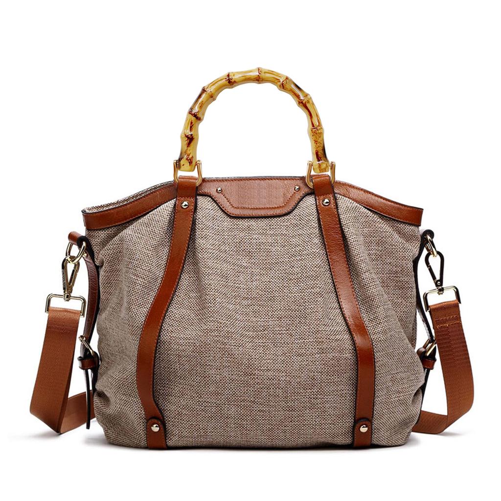 U-förmiger Griff in Bambusoptik mit Metallgliederschnalle, Ersatzgriffe für Handtaschen, 15 cm (6/5 Zoll), dekorativer Handtaschengriff