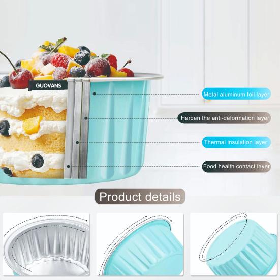 Hliníkové fóliové košíčky na dorty Mini formičky na dorty Jednorázová pečicí forma na Mousse Pudink Brownies Osobní porce Pečicí plech