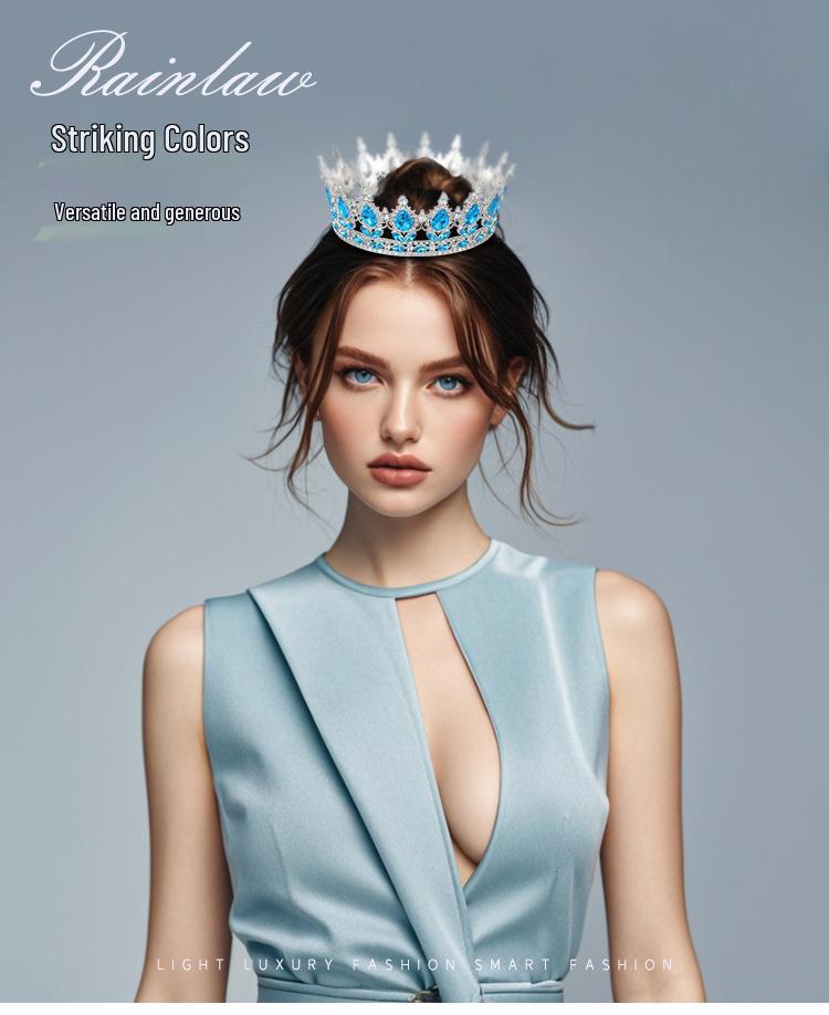 Baroque Alloy Teardrop Crown Headpiece for Bridal Photography and Coming-of-Age Celebrations
