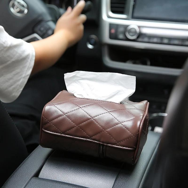 Bathroom Car Room PU Leather Tissue Box Napkin Holder Auto Paper Cover Case Organizer Towel