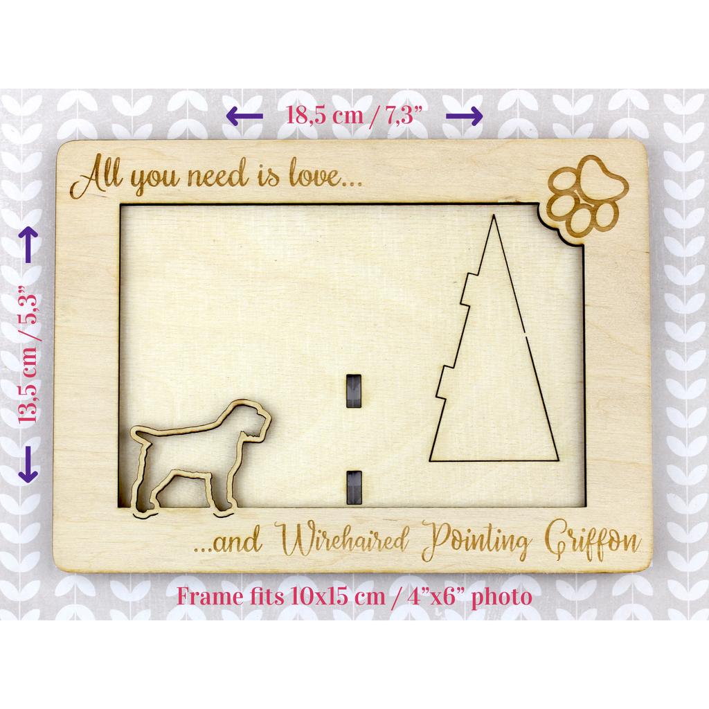 Wirehaired Pointing Griffon, Korthals Griffon - Photo frame, engraved wooden frame, a lovely gadget for the dog lover by Art-Dog