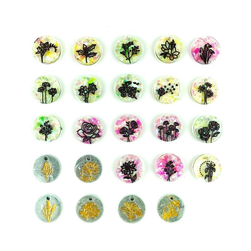 Glänzendes glänzendes Pflanzen-Blumen-Ornament Silikon-Epoxidharzform DIY Schlüsselanhänger Anhänger Schmuck für Valentinstagsgeschenk Kunsthandwerk