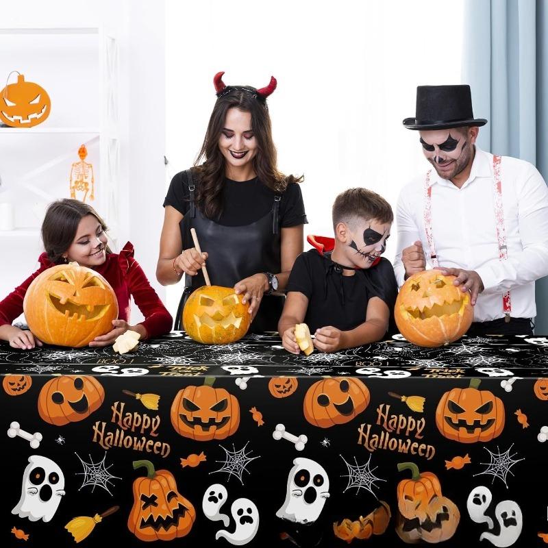 Halloween Pumpkin Ghost Spider Web Party Decoration Tablecloth Skull Candy Event Party Decoration Supplies Banner Baby Shower