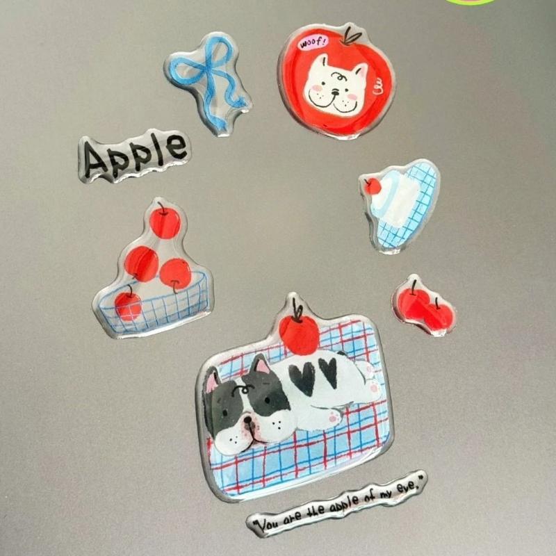 Girlish Cute Pink Fruit Ice Cream 3D Relief Stickers High-quality Epoxy Resin Jelly Decals for IPad Laptops Phone Case DIY Decor