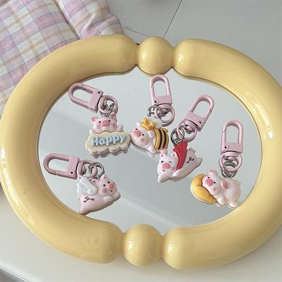 Cartoon Cute Anime Pig Figure Keychain Pendant Creative Doll Backpack Decoration Accessories Sweet  Pig Pendant Gifts
